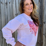 Paintbrush Heart Sweatshirt in pink at ooh la la! in Grapevine TX 76051
