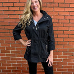 Casual Short Raincoat in black at ooh la la! in Grapevine TX 76051