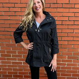 Casual Short Raincoat in black at ooh la la! in Grapevine TX 76051