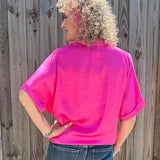 Sofia Jane Satin Blouse in azalea pink at ooh la la! in Grapevine TX 76051