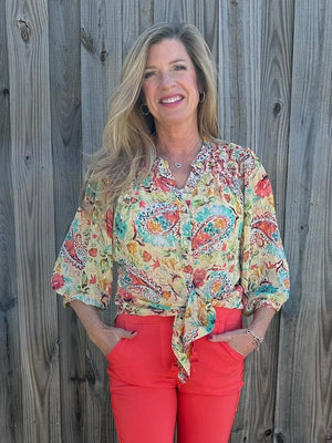 Olive Hill Paisley Notch Collar Blouse at ooh la la! in Grapevine TX 76051