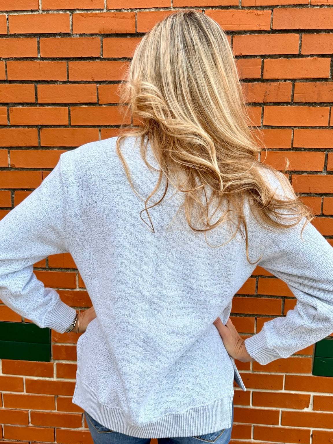 Christmas Three Trees Oversized Hi Lo Sweatshirt in oatmeal at ooh la la! In Grapevine TX 76051