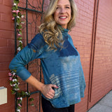 Knit Turtleneck Top in blue blocks at ooh la la! in Grapevine TX 76051