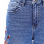 Charming Flowers Embroidered Mid Rise Wide Leg Jeans at ooh la la! in Grapevine TX 76051