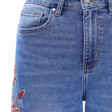 Charming Flowers Embroidered Mid Rise Wide Leg Jeans at ooh la la! in Grapevine TX 76051