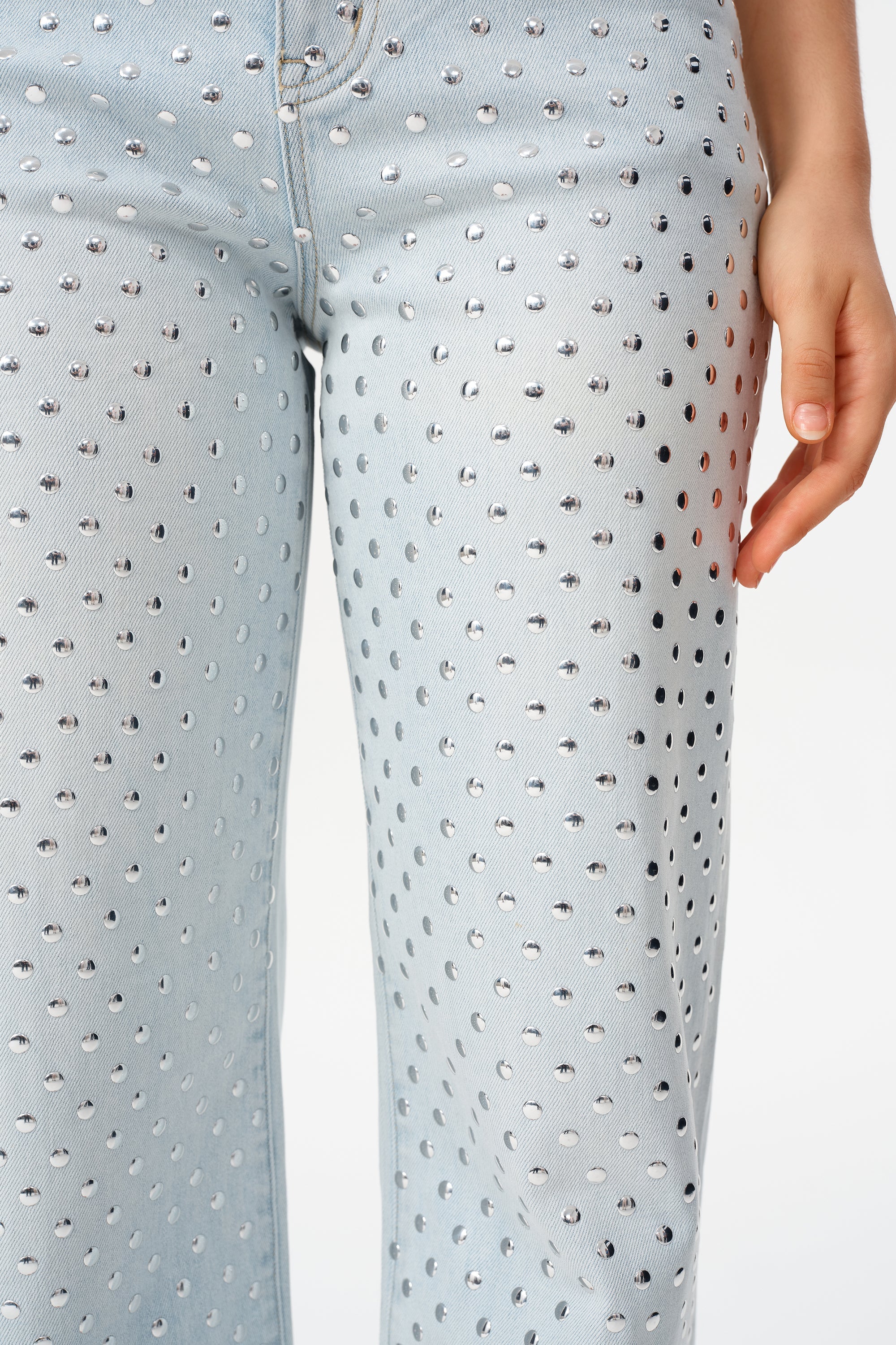 Valentine High Rise Straight Silver Stud Jeans at ooh la la! in Grapevine TX 76051