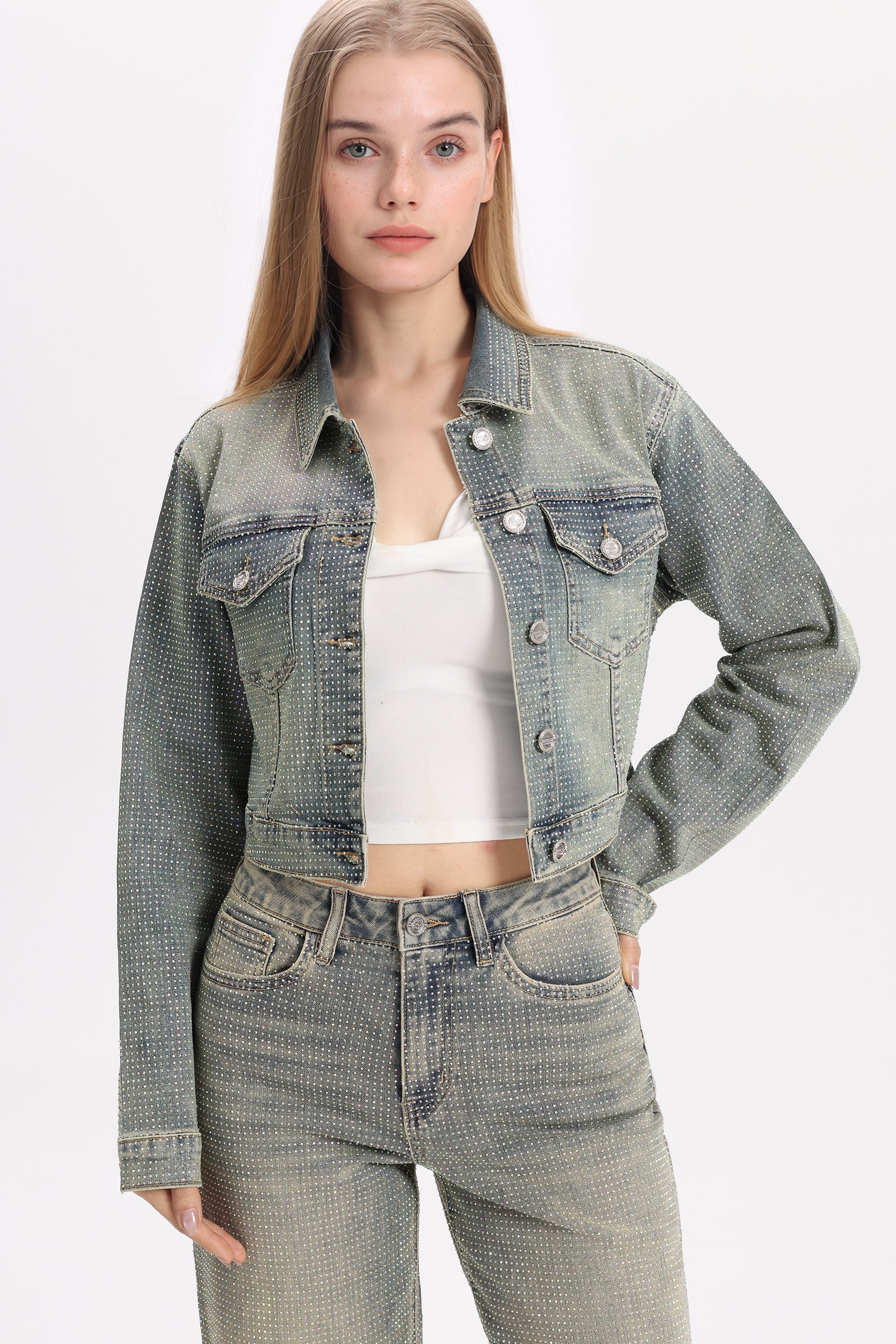 Bayeas Rhinestone Denim Jacket in newedge at ooh la la! in Grapevine TX 76051