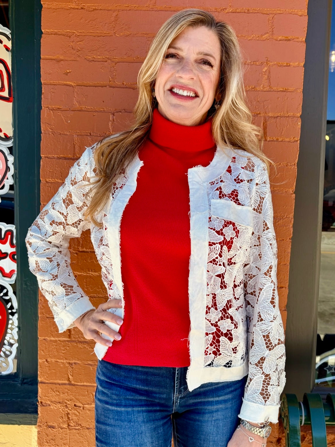Butterfly Lace Open-Front Jacket at ooh la la! in Grapevine TX 76051