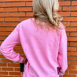 Simply Southern Plaid Bows Applique Sweatshirt in pink at ooh la la! in Grapevine TX 76051