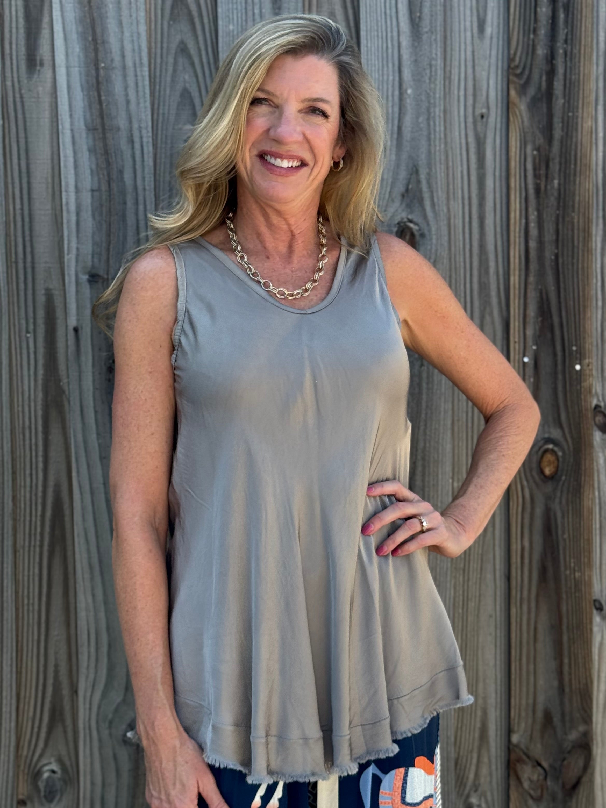 Satin V-Neck Tank Top