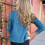 Knit Turtleneck Top in blue blocks at ooh la la! in Grapevine TX 76051