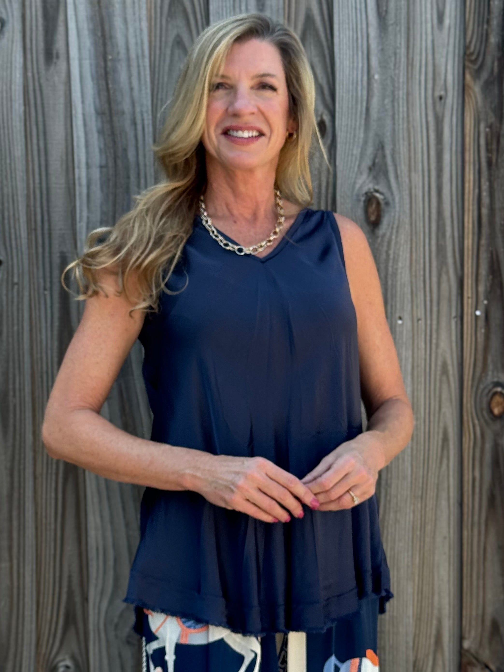 Satin V-Neck Tank Top