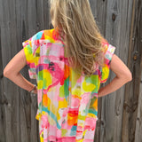 Flamingo Abstract Cap Slv Hi Lo Top at ooh la la! in Grapevine TX 76051
