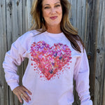 Paintbrush Heart Sweatshirt in pink at ooh la la! in Grapevine TX 76051