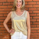Ribbed Shimmer Tank Top in Gold at ooh la la! in Grapevine TX 76051