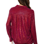 Queen of Sparkles Maroon Silk Rhinestone Button Up Top at ooh la la! in Grapevine TX 76051