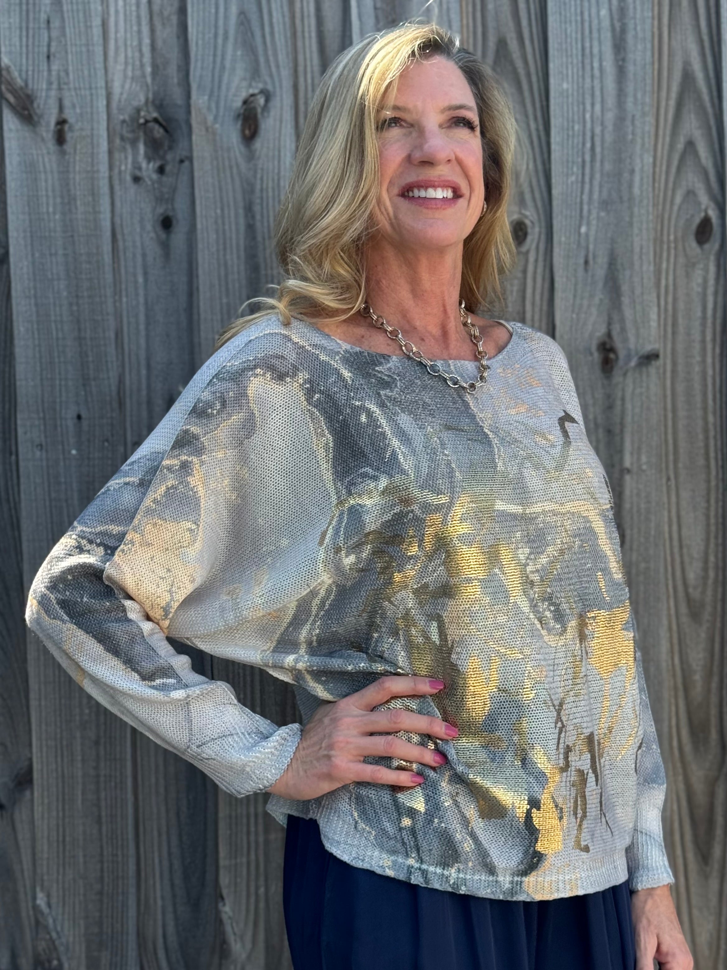 Marble Print Batwing Sweater at ooh la la! in Grapevine TX 76051