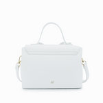 Vegan leather crossbody in white, bow satchel bag, designer vegan handbags, women's spring purses, bow front handbag, gold hardware crossbody, eco-friendly satchel, Zoey bag.
ooh la la! in Grapevine TX 76051