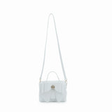 Vegan leather crossbody in white, bow satchel bag, designer vegan handbags, women's spring purses, bow front handbag, gold hardware crossbody, eco-friendly satchel, Zoey bag.
ooh la la! in Grapevine TX 76051