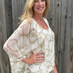 Silk Circles Kaftan in beige at ooh la la! in Grapevine TX 76051