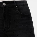 Bayeas High Rise Embroidered Floral Lace Wide Leg Jeans in Inkgauze black at ooh la la! in Grapevine TX 76051