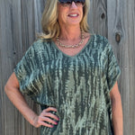 Made in Italy Satin Printed Pullover Blouse in Olive at ooh la la! in Grapevine TX 76051
