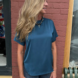 Lysse Aline Crew Neck Top in Irish Blue at Ooh La La! in Grapevine TX 76051
