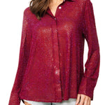 Queen of Sparkles Maroon Silk Rhinestone Button Up Top at ooh la la! in Grapevine TX 76051