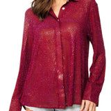 Queen of Sparkles Maroon Silk Rhinestone Button Up Top at ooh la la! in Grapevine TX 76051