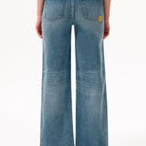 Charming Flowers Embroidered Mid Rise Wide Leg Jeans at ooh la la! in Grapevine TX 76051