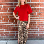 Bold Leopard with Red Racing Side Stripe Pant at ooh la la! in Grapevine TX 76051
