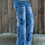 Rose Printed Straight Leg Jeans at ooh la la! in Grapevine TX 76051