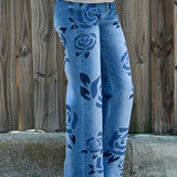 Rose Printed Straight Leg Jeans at ooh la la! in Grapevine TX 76051