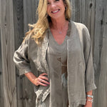 Linen Bomber Jacket in taupe at ooh la la! in Grapevine TX 76051