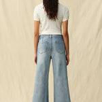 Bayeas High Rise Embroidered Embellished Wide Leg Jeans in light blue at ooh la la! in Grapevine TX 76051