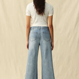 Bayeas High Rise Embroidered Embellished Wide Leg Jeans in light blue at ooh la la! in Grapevine TX 76051