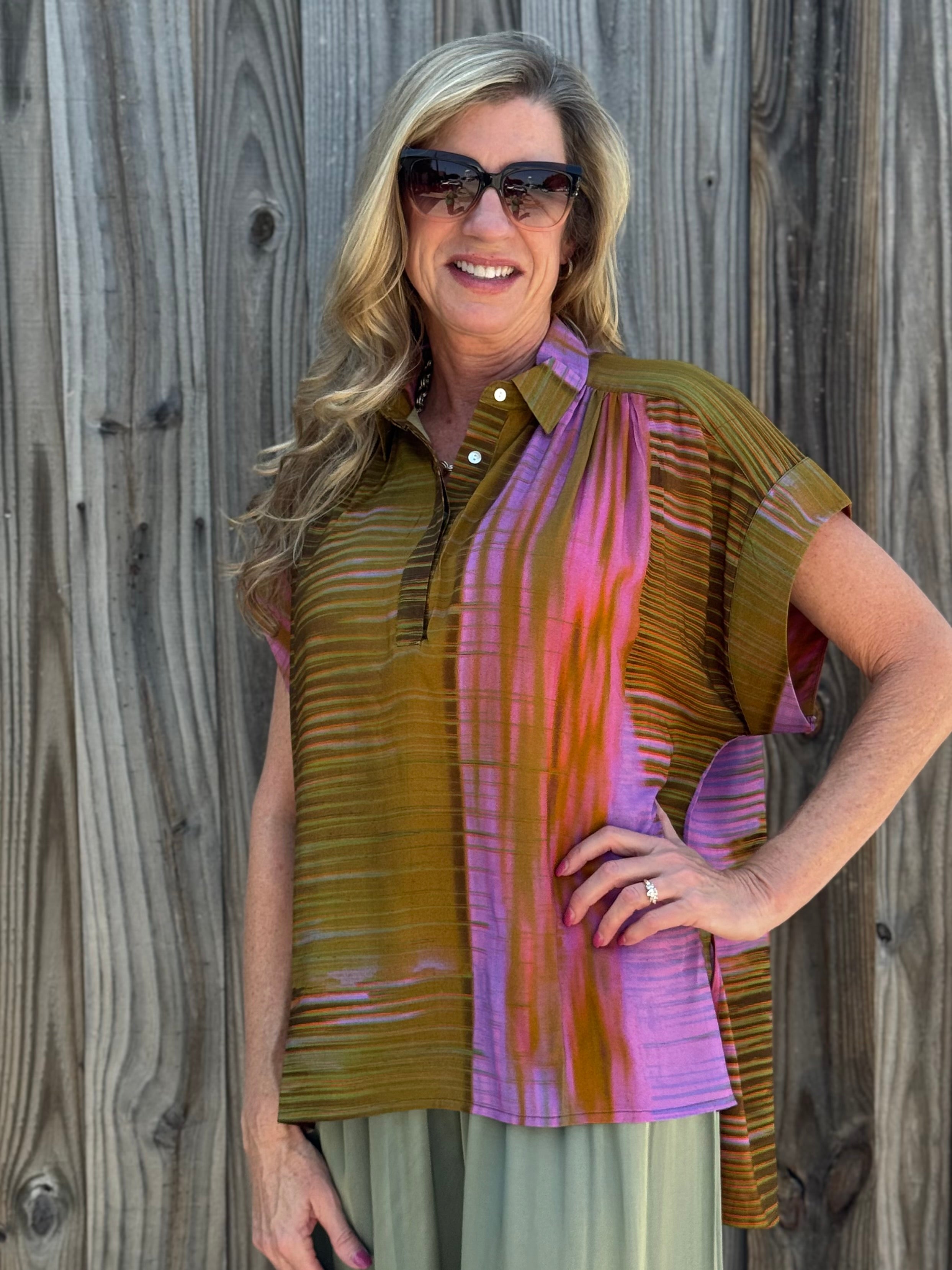 Wild Orchid Cap Sleeve Hi-Lo Top at ooh la la! in Grapevine TX 76051