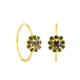 Tova Mini Bianca gold hoop earrings with black diamond crystal flower cluster detail at ooh la la! in Grapevine TX 76051