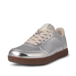 Woden Bjork Leather Sneaker in silver at ooh la la! in Grapevine TX 76051