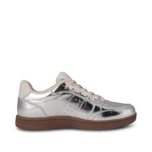 Woden Bjork Leather Sneaker in silver at ooh la la! in Grapevine TX 76051