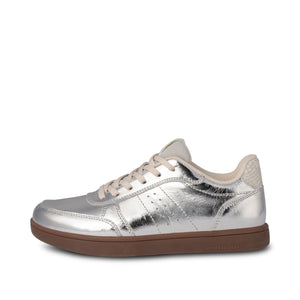 Woden Bjork Leather Sneaker in silver at ooh la la! in Grapevine TX 76051