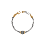 Brighton Meridian Solis Hem Bracelet with crystal pavé bead on silver box chain with gold accents