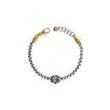 Brighton Meridian Solis Hem Bracelet with crystal pavé bead on silver box chain with gold accents