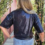 Dallas Cowboys Rise Up Fully Lined Tonal Sequin Crop Top at Ooh La La! in Grapevine TX 76051