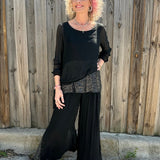 Silk Tunic & Pants w/ Sequin Detail in black at ooh la la! in Grapevine TX 76051