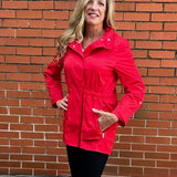 Casual Short Raincoat in red at ooh la la! in Grapevine TX 76051