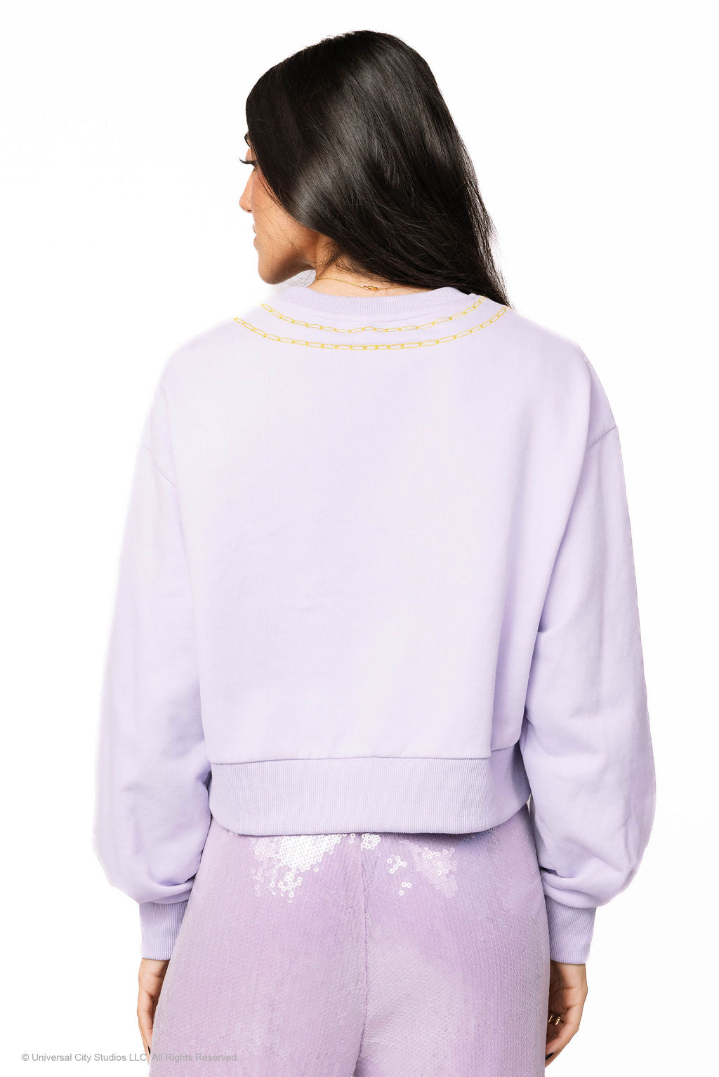 Wicked X Queen of Sparkles Lavender Wicked Charm Necklace Sweatshirt at ooh la la! in Grapevine TX 76051