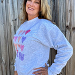 I Love You Collage Sweatshirt In grey at ooh la la! in Grapevine TX 76051