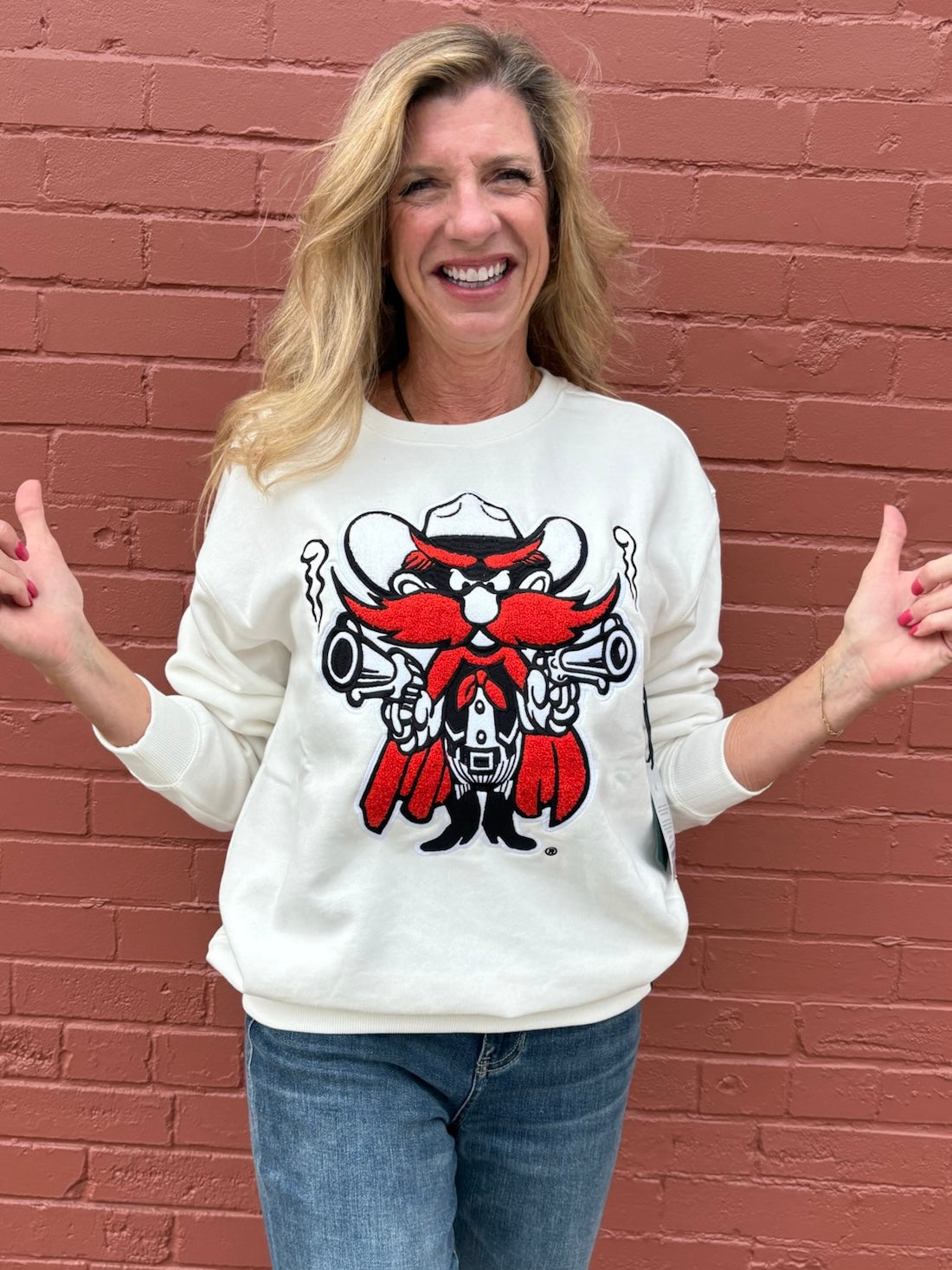 Texas Tech Chenille Mascot Sweatshirt at ooh la la! in Grapevine TX 76051
