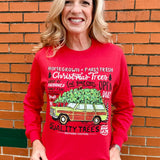 Homegrown Christmas Tree Car Long Sleeve Tee in red at ooh la la! in Grapevine TX 76051